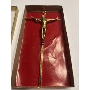 INRI Vintage Brass Jesus Crucifix Christian Religious Cross Hanging Wall Art